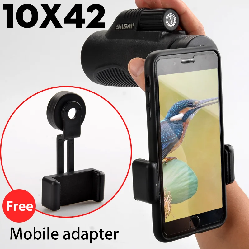 10x42 SAGA BAK4 8x32 10x42 Монокуляр телескоп HD Мини Монокуляр Открытый Охота Кемпинг прицелы телефон - Цвет: 10x42
