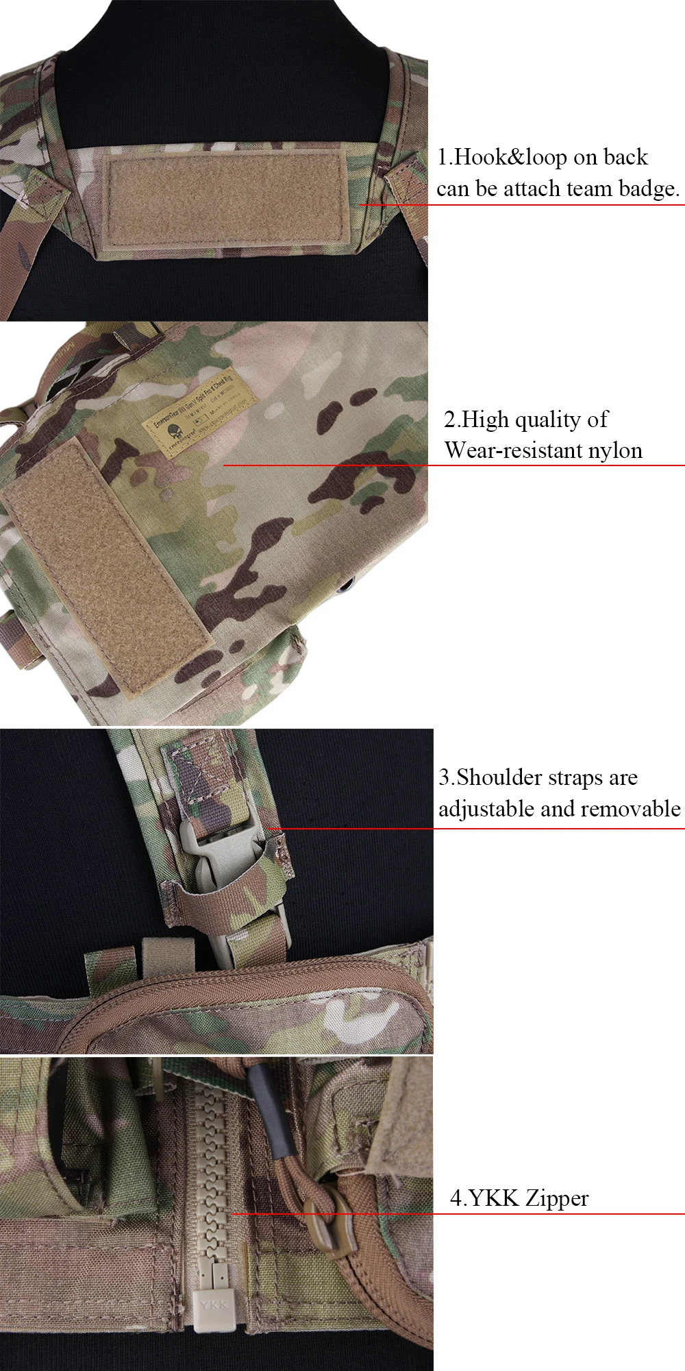 EMERSONGEAR UW Gen V Сплит Передняя нагрудная установка для тела Броня страйкбол Пейнтбол боевой Молл жилет тактический нагрудная установка Мультикам EM7451