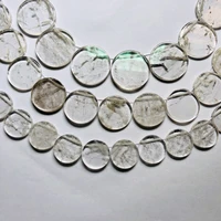 wholesale 1string natural rock crytal clear quartz beads round coin beads side drilled for gem necklace jewelry making13str