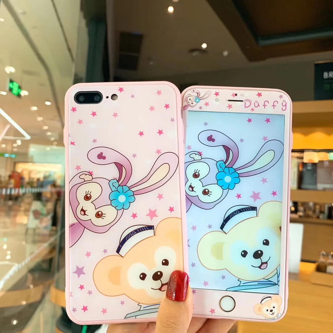 Чехол из закаленного стекла с мультипликационным принтом Duffy shellieway + защита для