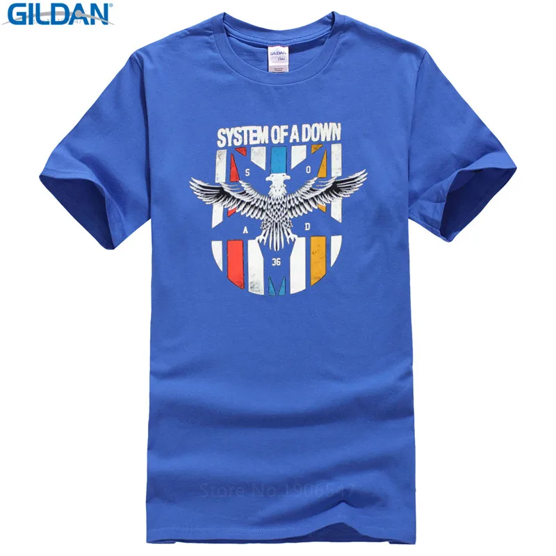 New Spring Summer Dress Casual Gildan System Of A Down Eagle Colors Men'S Crew Neck Short-Sleeve Printed Tee T shirt | Мужская