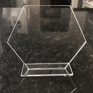 5 Sets Acrylic Blanks Hexagon with stand Clear Wedding Signs Acrylic Slices Blank Acrylic Wedding Place Cards Table Numbers