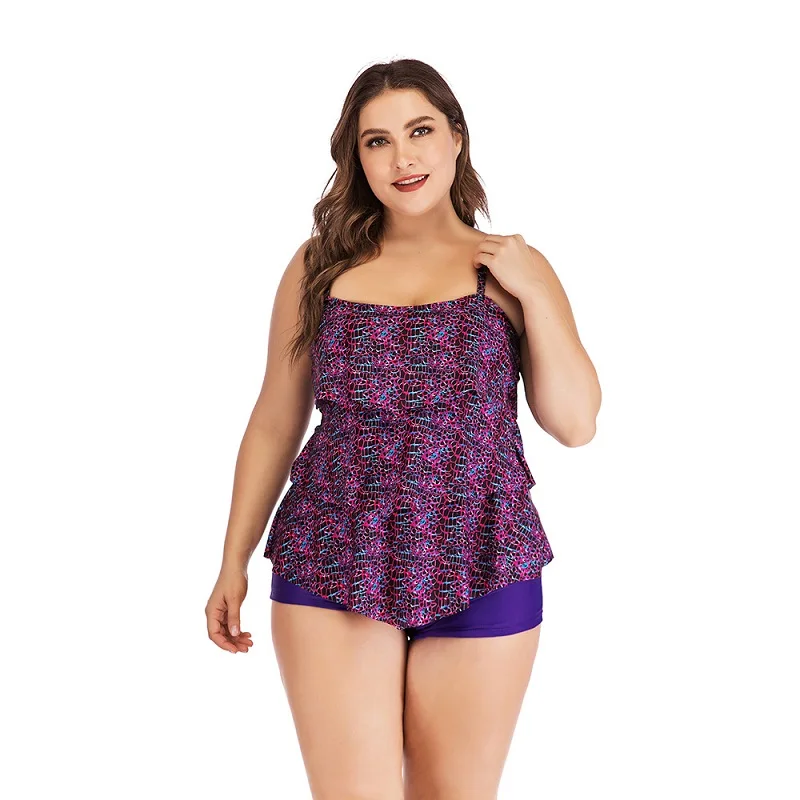 Женский купальник большого размера большой пуш-ап с высокой талией танкини