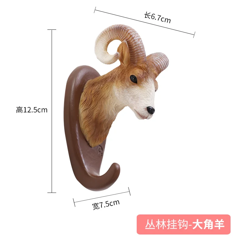 bighorn sheep ROOGO 3D Смола голова животного вешалка настенный крючок пальто декоративная шляпа одежда крючок вешалки джунгли крюк домашний популярный Декор - Цвет: bighorn sheep