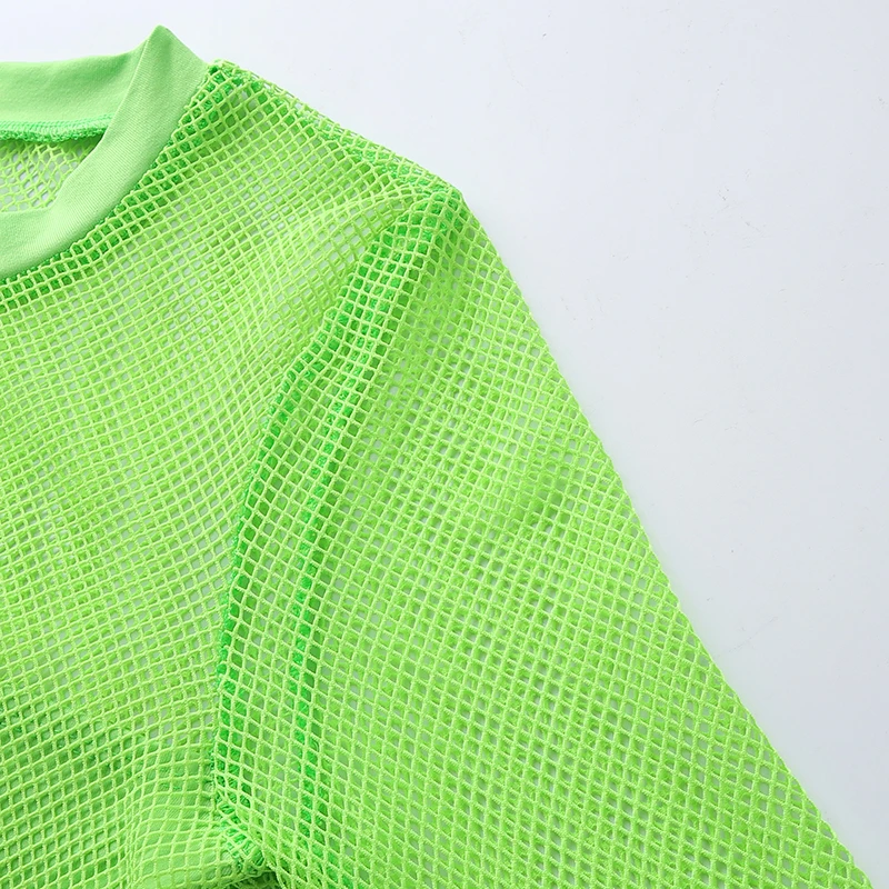 Для Женщин флуоресцентный зеленый пикантные и очаровательные полые сетки Чистая