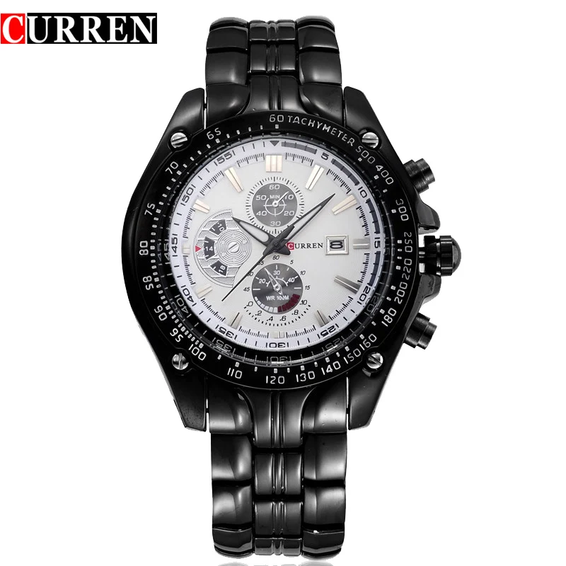 Curren Роскошные Брендовые мужские полностью стальные деловые наручные часы