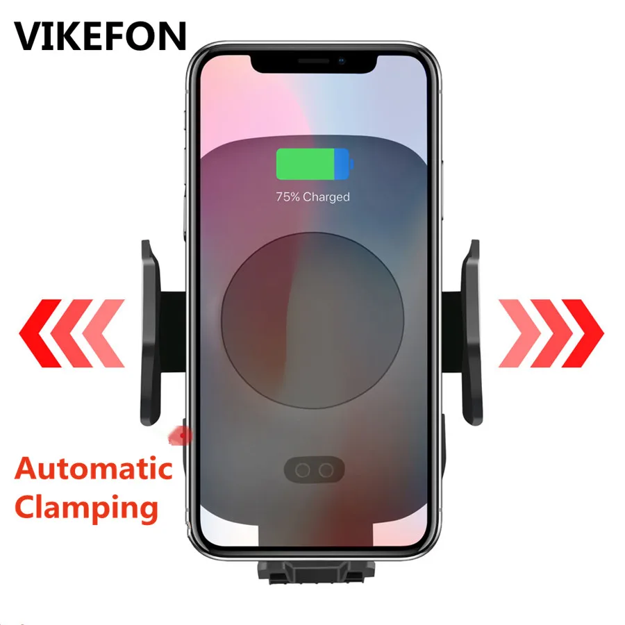 VIKEFON Qi автомобильное беспроводное зарядное устройство для iPhone Xs Max Xr X Samsung S10 9