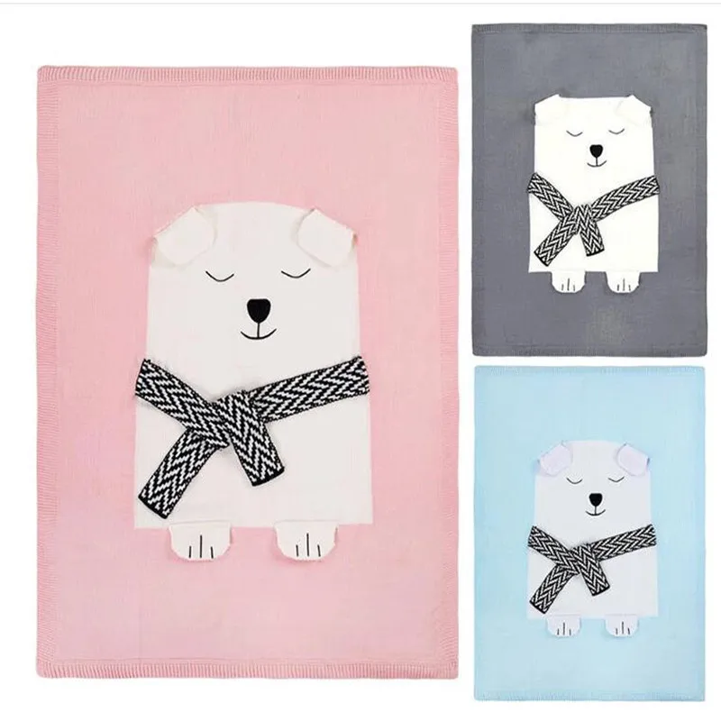 

Newborn Baby Blankets Cute Big Bear Ear Blanket Bath Towel Kids Toddler Bedding Soft Warm Knitted Swaddle Sofa Party Decor