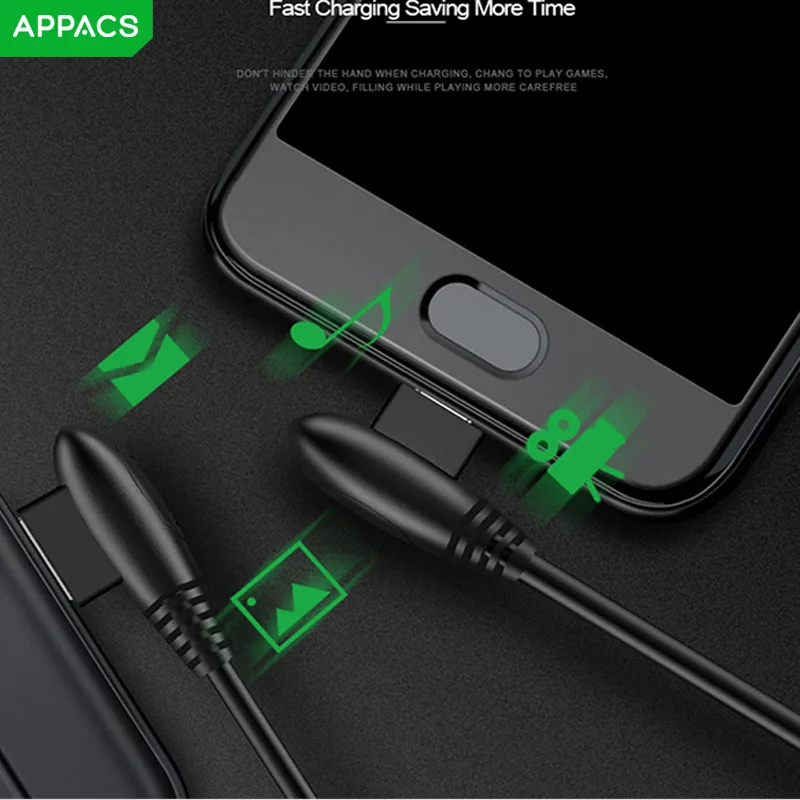 APPACS кабель для быстрой зарядки 1 2 м 4 А Micro USB коннектор Samsung 90 градусов usb