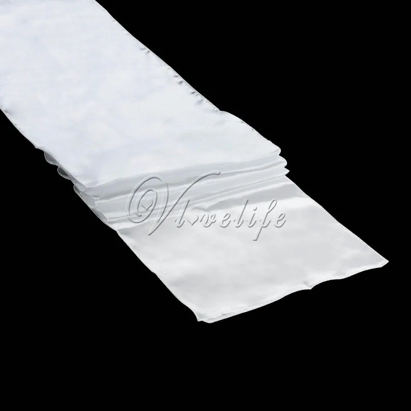 Бесплатная доставка 10 шт белые атласные настольные дорожки 12 &quotx 108&quot Свадебные