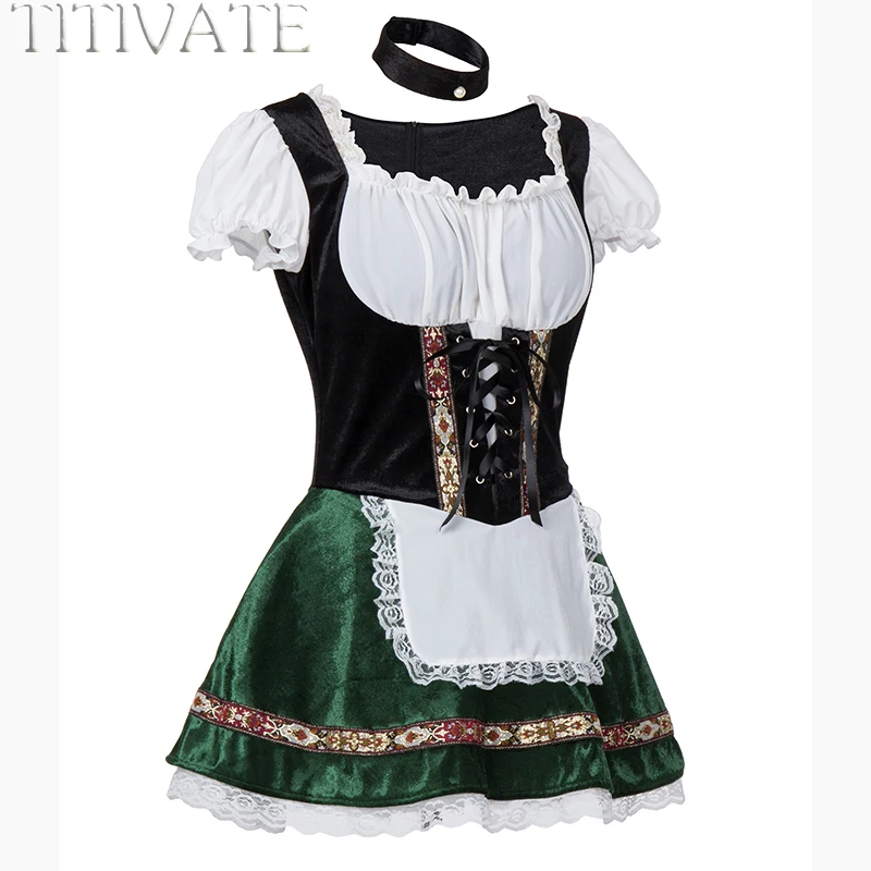 Tivate взрослых пиво oktoberfest девушка костюм горничной Wench Германии Bavarian нарядное