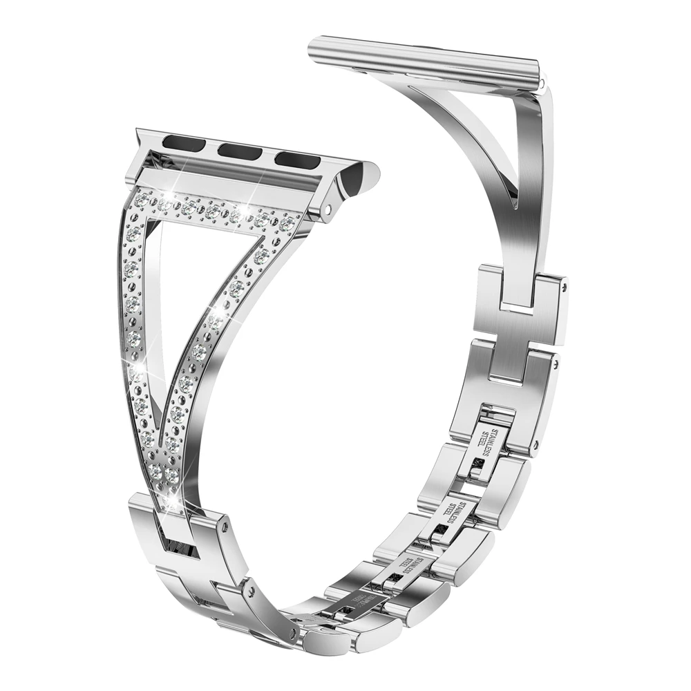Ремешок из нержавеющей стали для Apple Watch Band 38 мм 42 мм iWatch ювелирные изделия из нержавеющей стали браслет со стразами роскошный ремешок для Apple