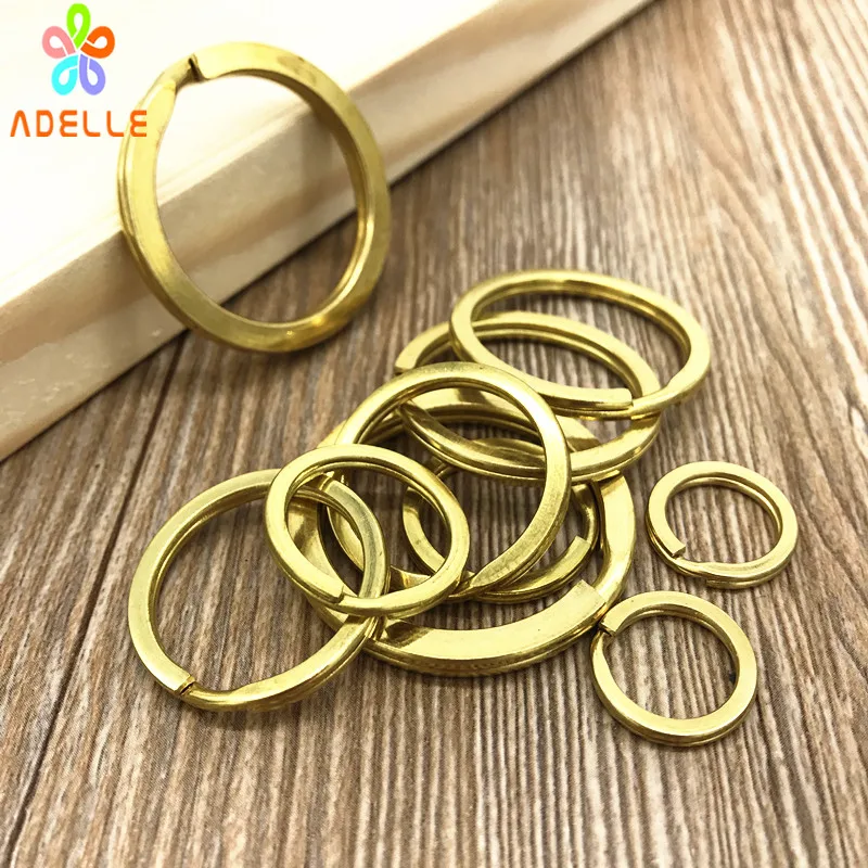 

100% Solid Brass flat Split Rings 15/20/25/30/35mm Keyrings connector Key chains Keys Holder jewelry making free shipping 20pcs