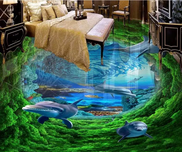 Виниловые Напольные 3D обои на заказ 2020 водостойкие самоклеящиеся|3d stereoscopic|marine