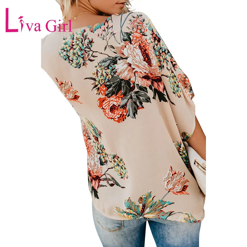 Повседневные летние блузки и топы LIVA GIRL с цветочным принтом Amaryllis женские