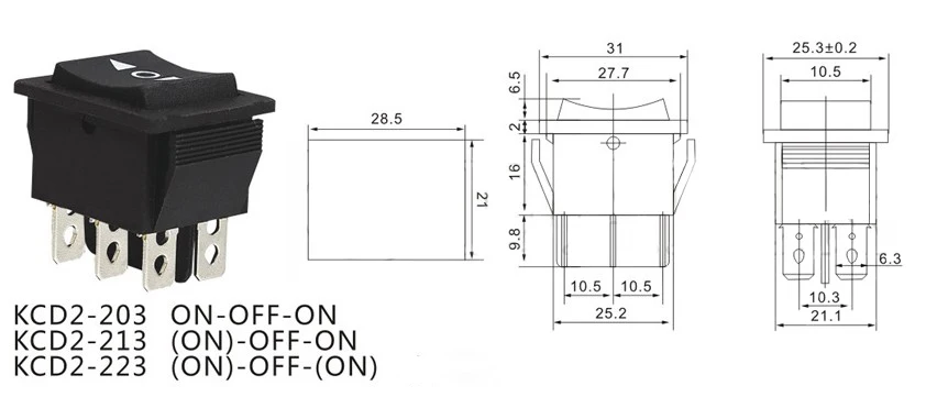 12 V 6-контактный DPDT Мощность окна мгновенный тумблер AC 250 V/10A 125 V/15A переключатель