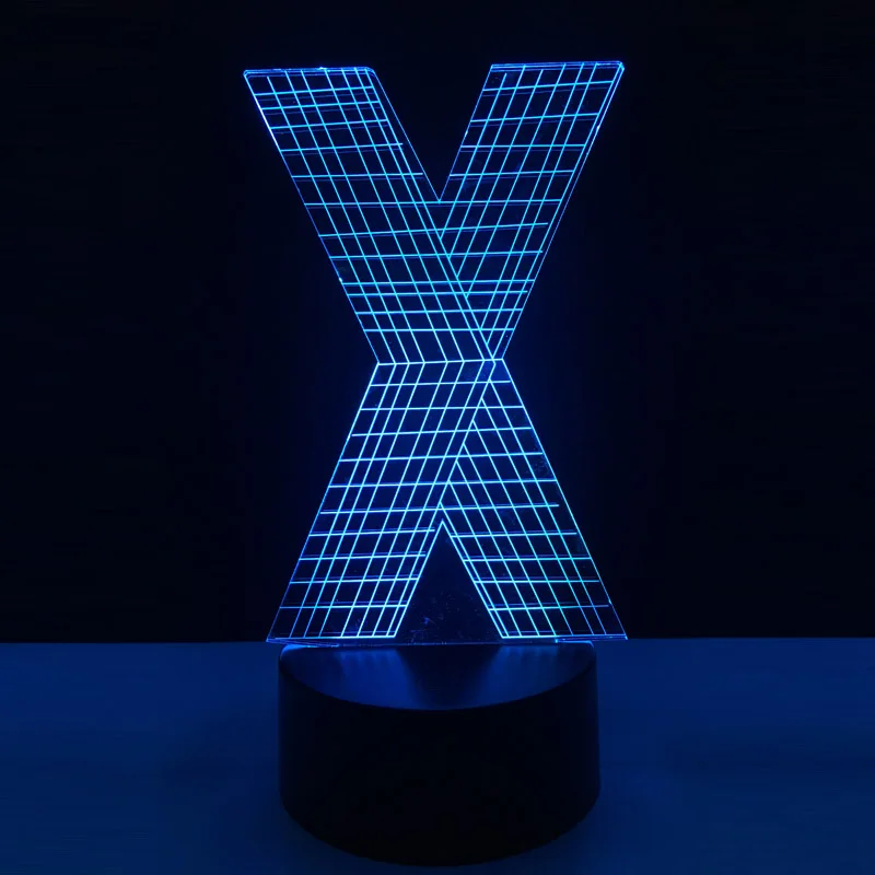 3D светодиодный светильник буквы алфавита X многоцветный Изменить градиент стол