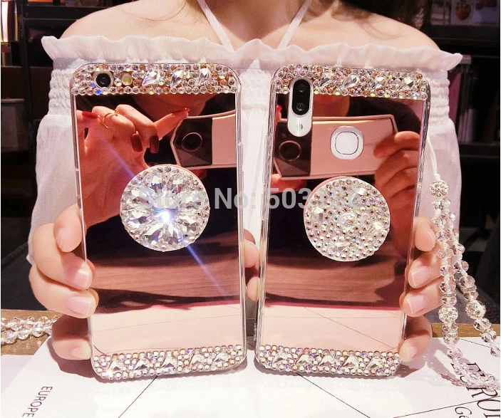 For OPPO A57 A39 A59 F1s R11 R11s Plus R15 Pro R15X K1 R17 A83 Rhinestone Mirror Case Diamond Ring Holder Cover | Мобильные телефоны
