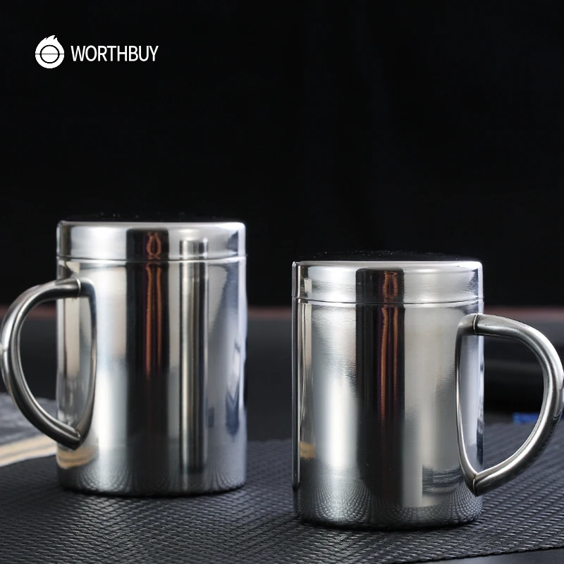 WORTHBUY китайская кофейная кружка 304 чашка из нержавеющей стали чайная с ручкой