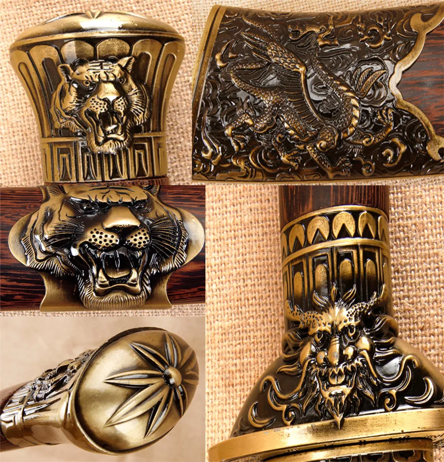 

handmade Chinese sword Damascus steel dagger Dragon tiger pattern