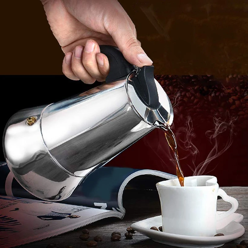 Эспрессо чайник Moka Pot машина нержавеющая сталь для (450 мл) Итальянская Кофеварка