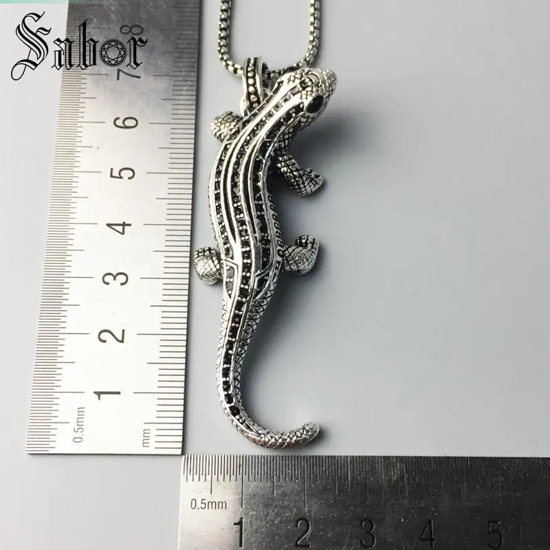 Звено цепи кулон ожерелье Salamander Pave подарок для мужчин и женщин женский