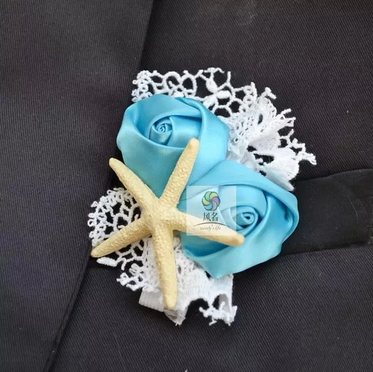 Новый стиль DIY Шелковое кружево Роза свадебная бутоньерка на запястье цветок