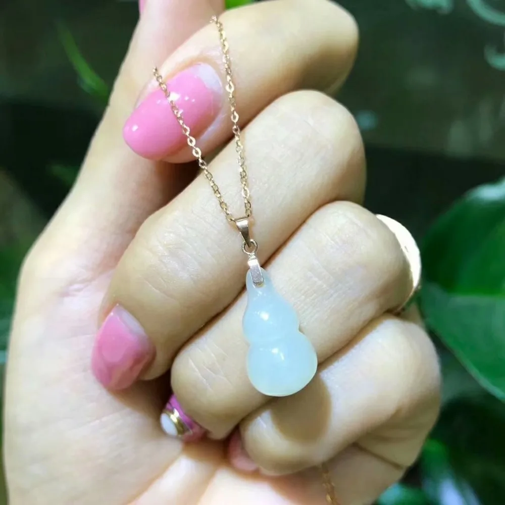 

SHILOVEM 18k white gold natural White Jasper pendants none necklace gold classic wholesale Fine women gift mymz8.516.5hby
