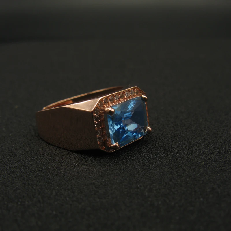 925 Sterling silver blue topaz Ring fashion gift for women jewelry Rose Open ring Fine Jewelry j081004agb | Украшения и