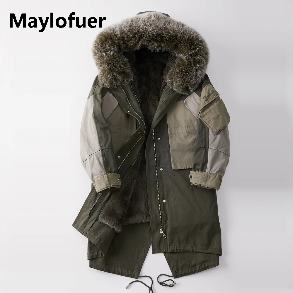 Maylofuer/Новое поступление парка из натурального меха Женская Съемная натуральная