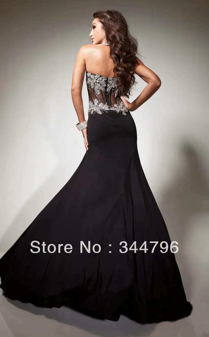 Free Shipping Sexy Chiffon With Appliques Strapless Floor Length Black Prom Dress | Свадьбы и торжества