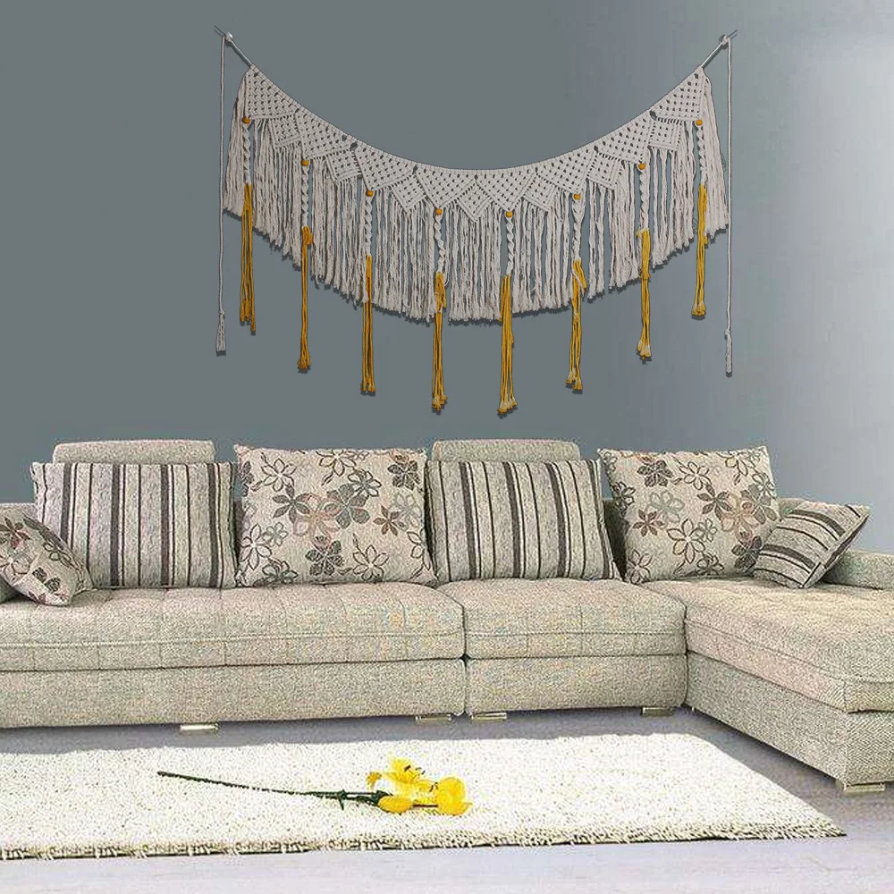 LYN&GY Macrame Wall Hanging Handmade Woven Wall Tapestry Large Boho Wedding Backdrop Wall Decoration for Living Room