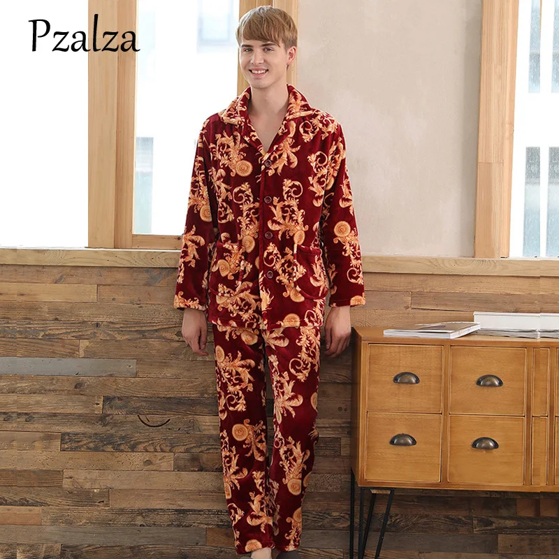 2020 Autumn Winter Cotton Casual Pajamas Sets for Men Long Sleeve Soft Comfortable Pyjama Male Homewear Lounge wear Home Clothes