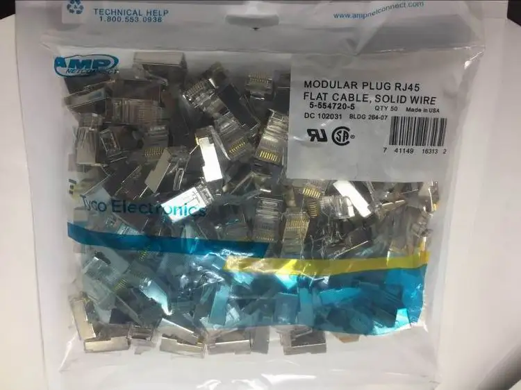 100 шт./лот RJ45 вилки с кристаллической головкой Cat5e 8 сердечника кабеля