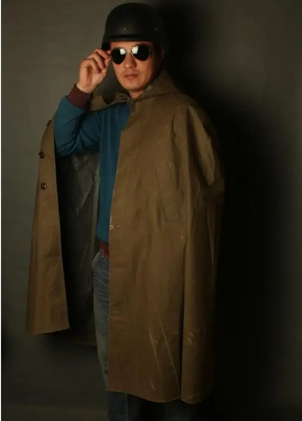 Утолщенный двусторонний водонепроницаемый плащ в стиле милитари мужской