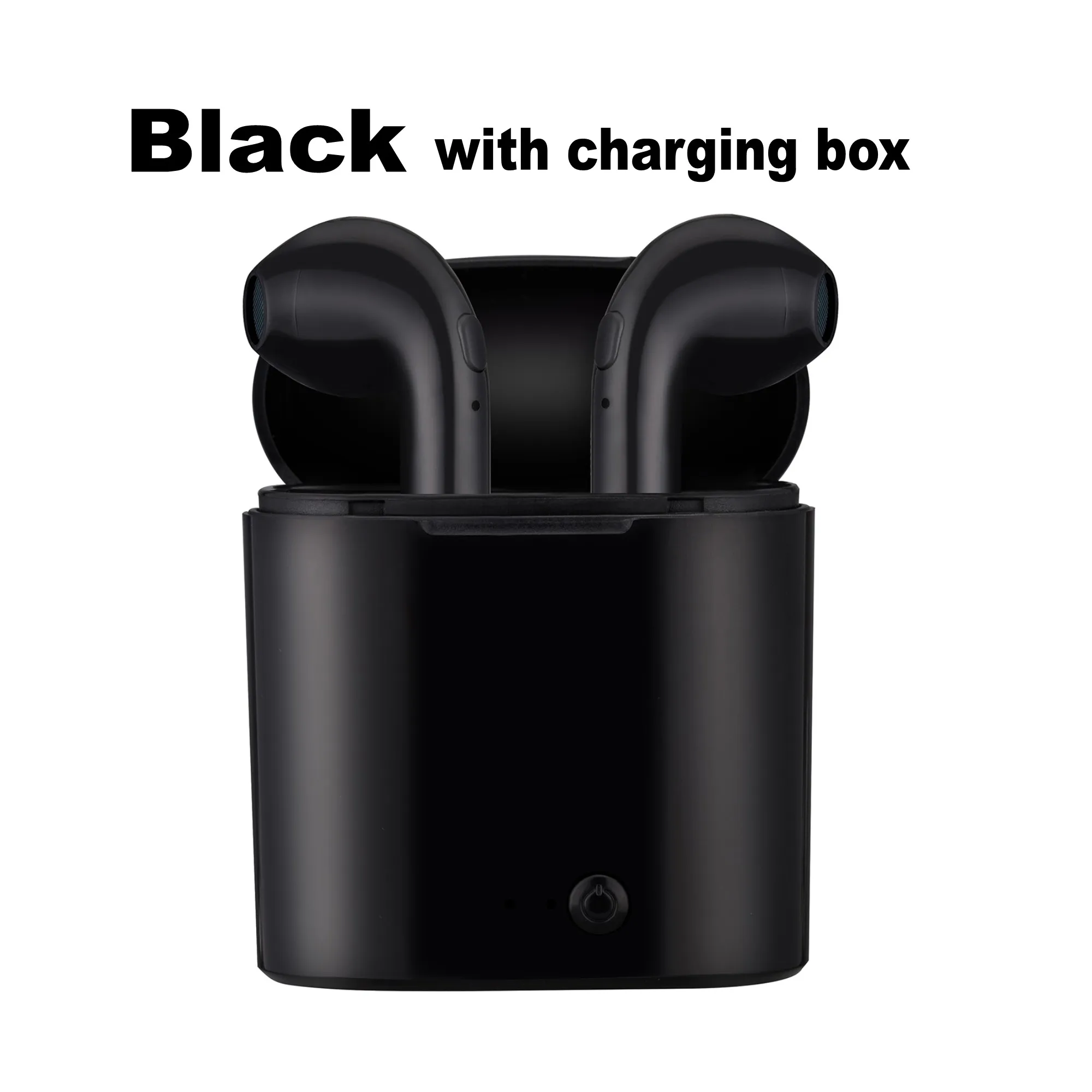 Black with Charger I7 i7s tws Bluetooth наушники беспроводные наушники гарнитуры стерео с зарядной коробкой для iphone6 7 8 X XS XR xiaomi huawei телефонов - Цвет: Black with Charger