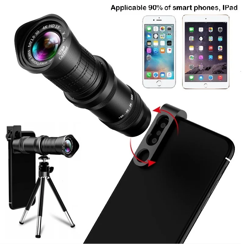 

Adjustable Telephoto Zoom Lens 4K 18X To 30X HD Professional Mobile Phone Camera Telescope Lenses for iPhone Smartphone Lentes