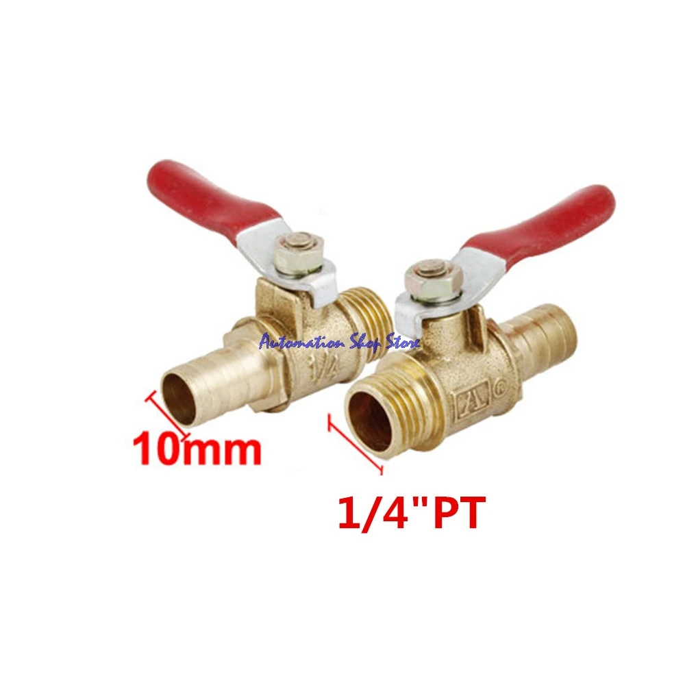 

Brass Ball Valve 10mm Hose Barb x 1/4"PT Male Thread Pipe Plumbing Fitting