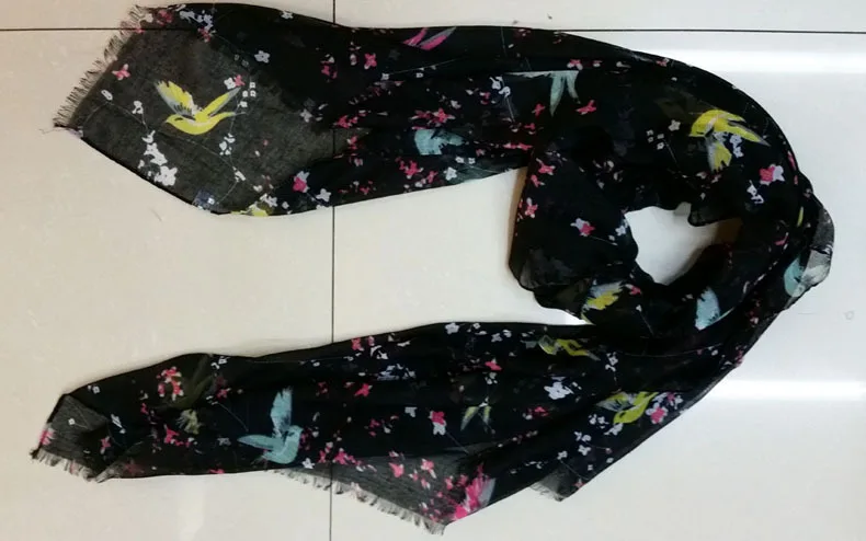 Новинка 2015 женский шарф с принтом дерева и птицы бесплатная доставка горячая