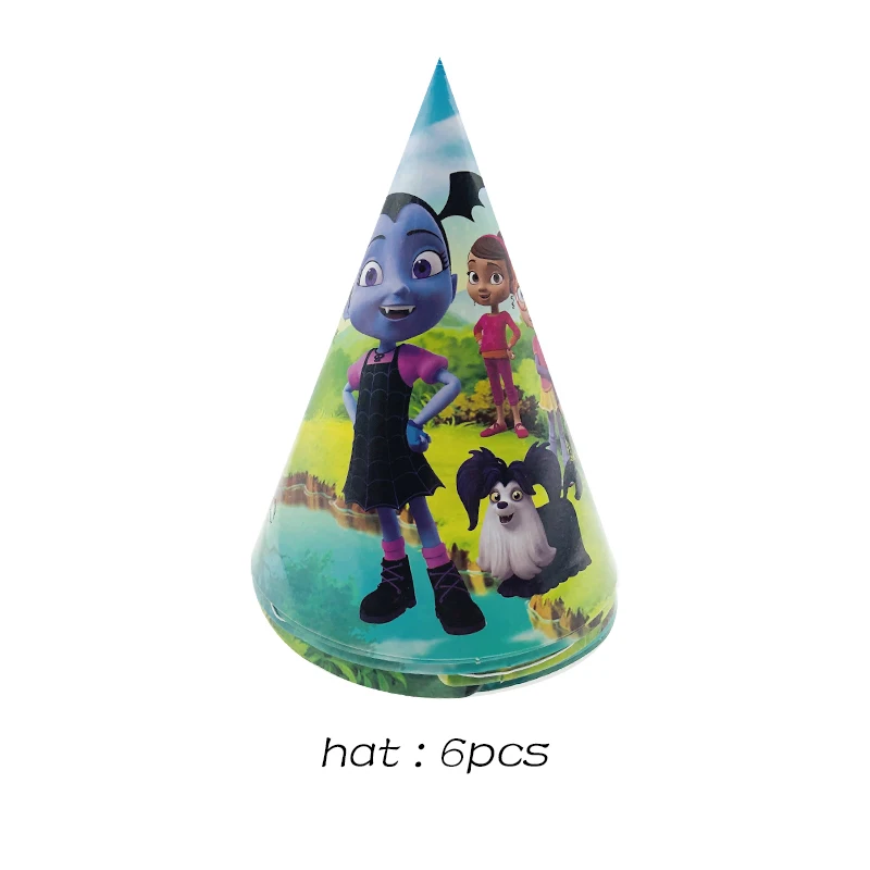 hat 6pcs Vampirina девушка Theame с днем рождения одноразовая посуда тарелки чашки воздушный шар соломинка детский душ принадлежности для девочек - Цвет: hat 6pcs