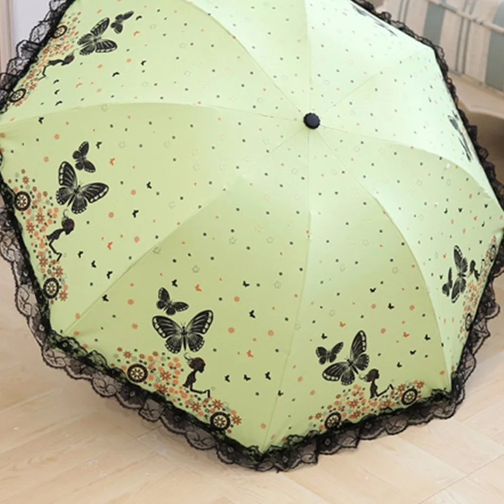 Цветы и бабочки зонтик дождь Для женщин ветрозащитный Сверхлегкий солнце 3
