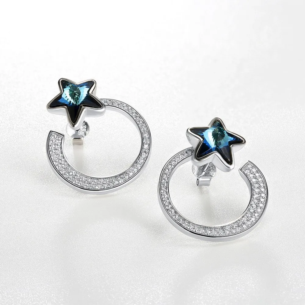 Женские серьги с кристаллами Swarovski LEKANI серьги-капли в форме звезды 925 пробы