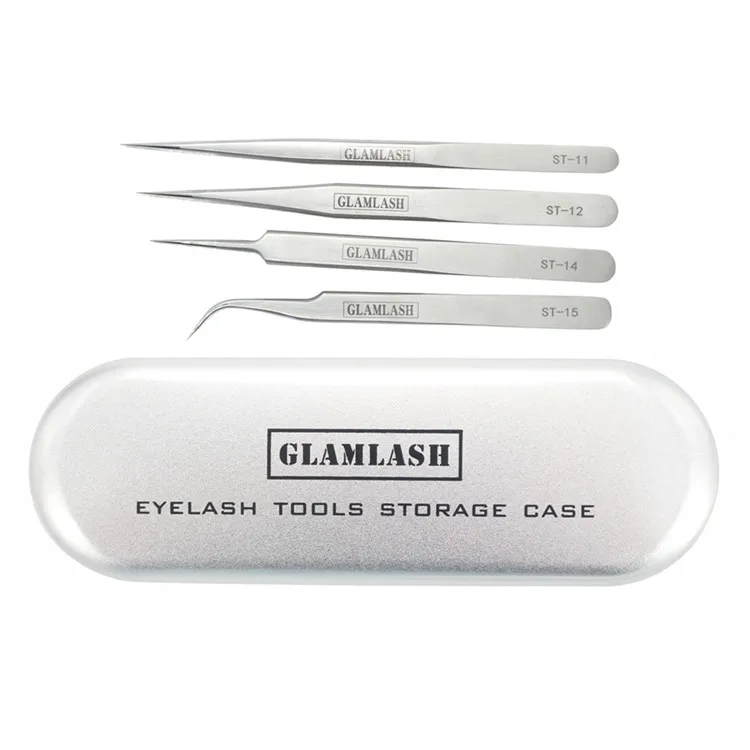 Silver ST GLAMLASH хранения контейнер из нержавеющей стали ST-11 ST-12 ST-14 ST-15 Пинцет Ящик Контейнер для пинцет Макияж инструмент 5 в 1 - Цвет: Silver ST