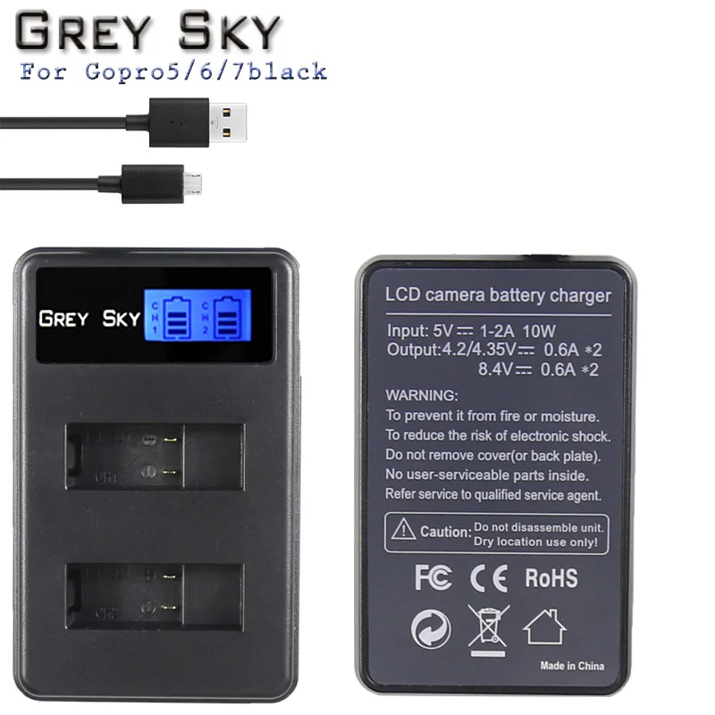 1600 мАч Go pro hero 5 аккумулятор+ светодиодный USB 3 порта зарядное устройство type C порт для GoPro 5 hero 5 hero 6 7 hero 6 4K hero 7 аксессуары для камеры - Цвет: dual charger
