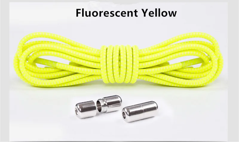 Fluorescent yellow 100 см цветные эластичные шнурки для обуви, удобная пряжка, цветные эластичные силиконовые шнурки без завязок, шнурки для обуви, шнурки для кроссовок - Цвет: Fluorescent yellow