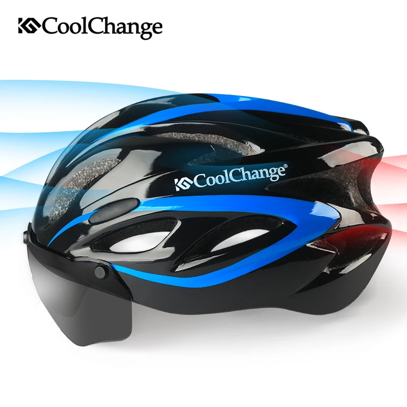 CoolChange Bicycle Helmet EPS Insect Net Road MTB Bike Windproof Lenses Integrally molded Cycling Casco Ciclismo|casco ciclismo|bicycle helmetcycling
