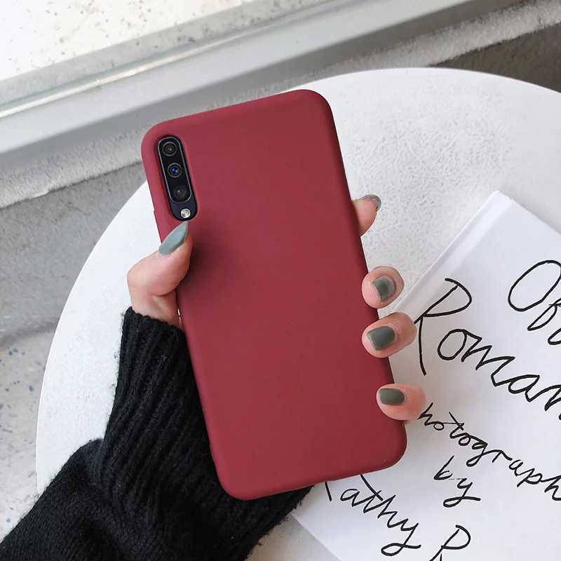 Wine red Чехол для samsung galaxy a50 a70 s8 s10 a40 a20 a30 s9 plus note 9 10 8 a7 a8 s7 edge a10 m10 a71 a51 чехол Чехол-футляр - Цвет: Wine red