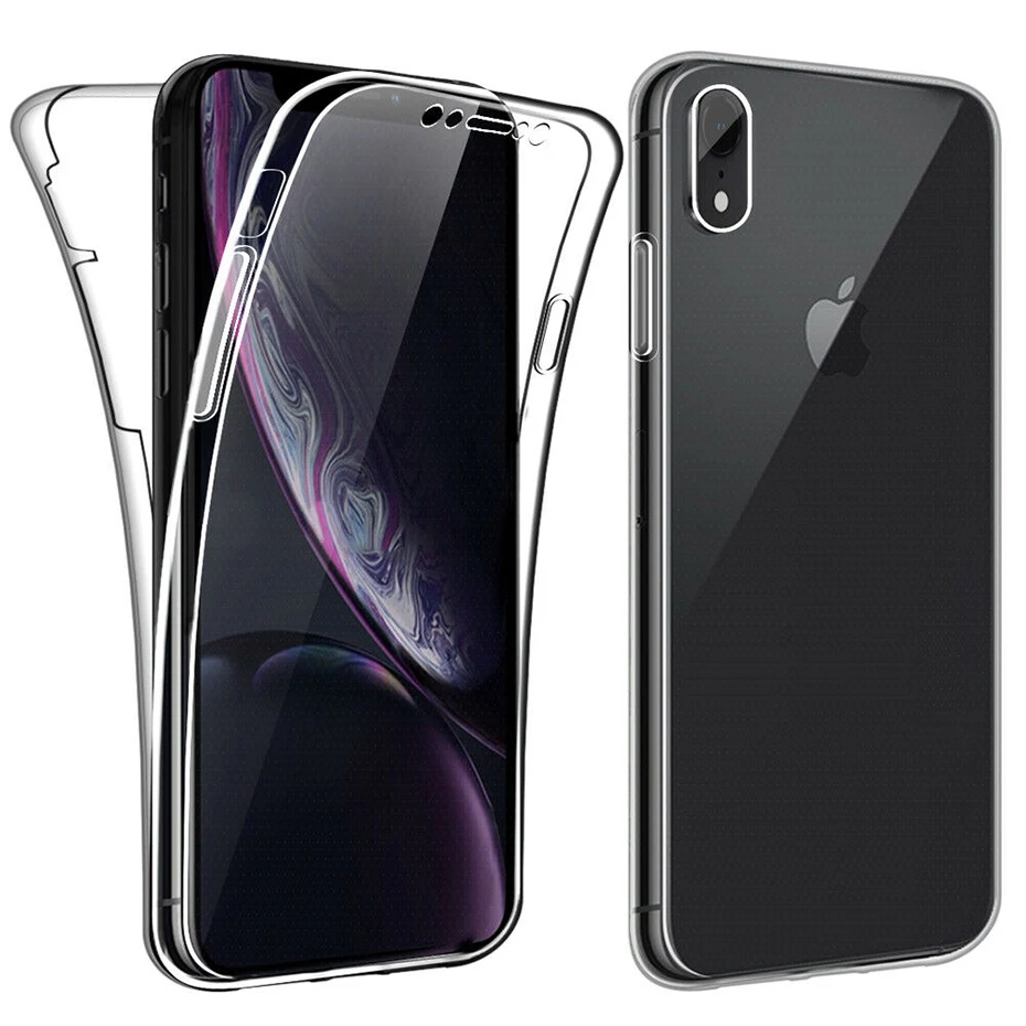 Luxury 360 Shockproof Silicone Full Cover For iPhone 7 X XR Transparent TPU PC Case 6 6s 8 Plus XS Max Phone |