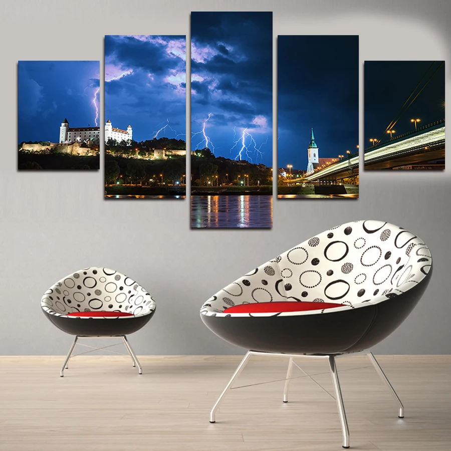 Картина Настенная Куадрос Молния в темное время суток 2016|print pictures canvas|picture canvasprints |