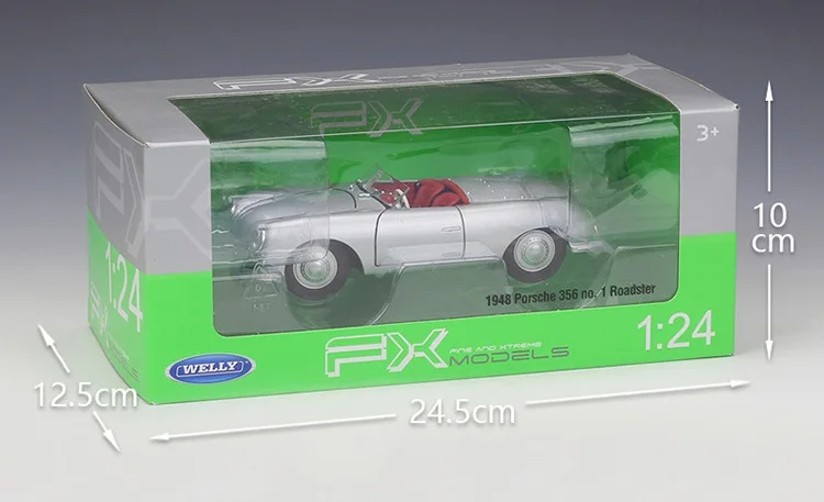 1:24 Welly Porsche 356 1948 № 1 Roadster Серебряный литья под давлением модель автомобиля
